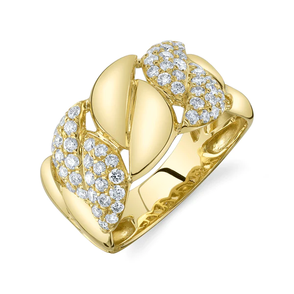 14K Gold Diamond Link 'S' Ring