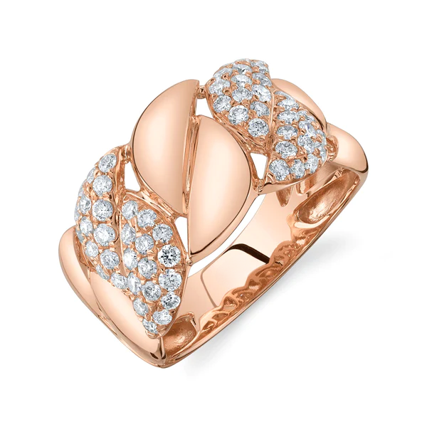 14K Gold Diamond Link 'S' Ring