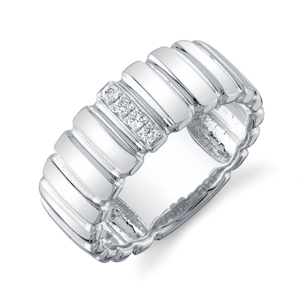 14K Gold Diamond Wide Band Ring