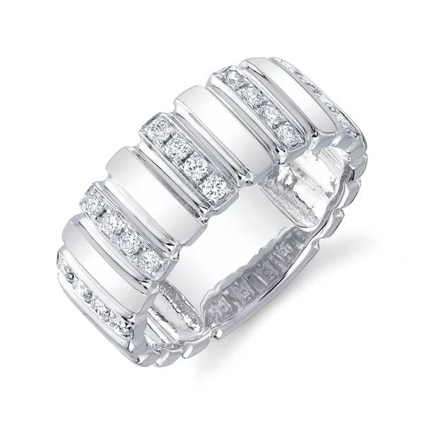 14K Gold Diamond Wide Band Ring