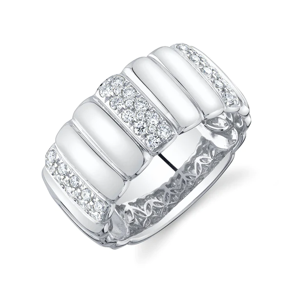 14K Gold Diamond Wide Band Ring