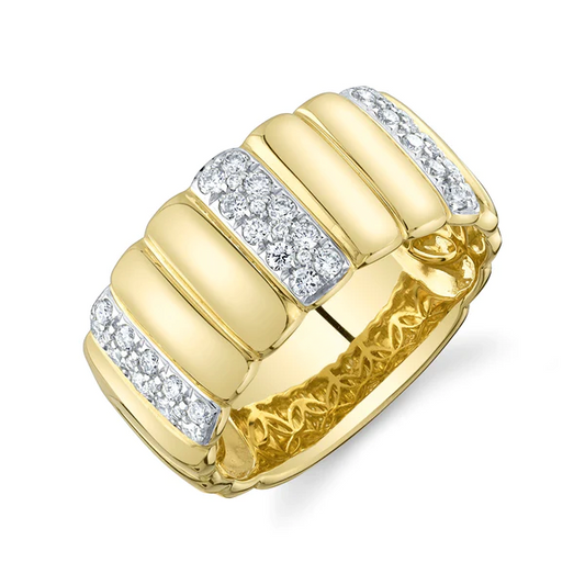 14K Gold Diamond Wide Band Ring
