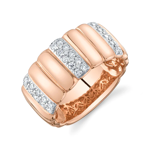 14K Gold Diamond Wide Band Ring