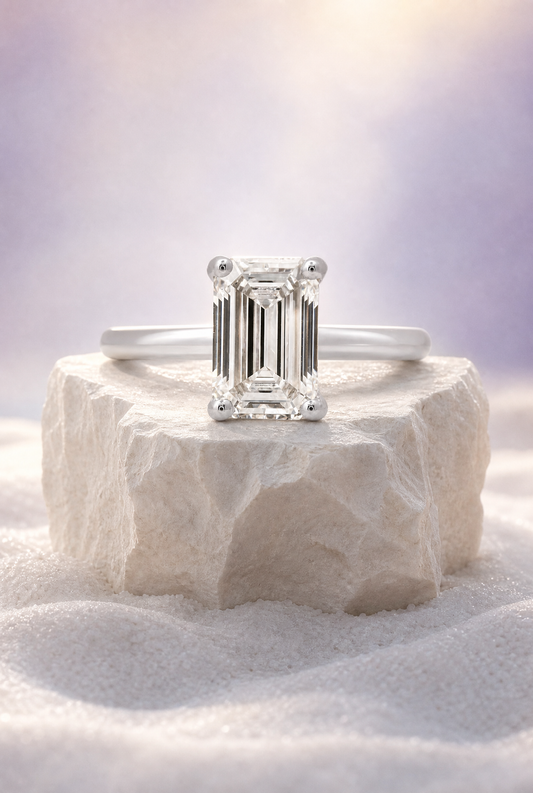 2.01 CT Lab Grown Emerald Cut Diamond Engagement Ring