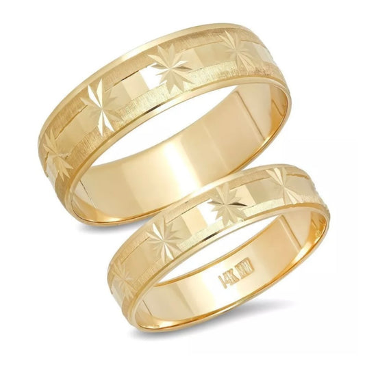 14k Yellow Gold His Hers Wedding Band Ring Set
