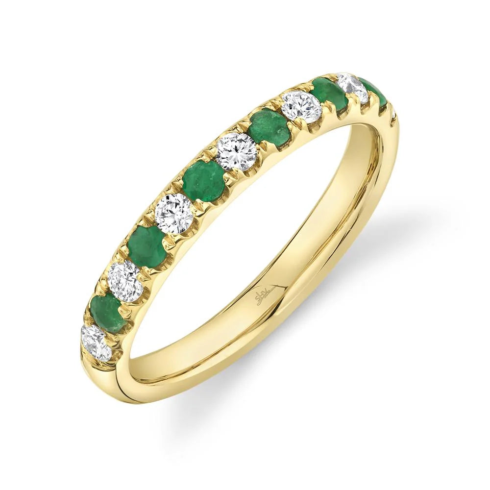 14k yellow gold alternating Diamond and emerald band