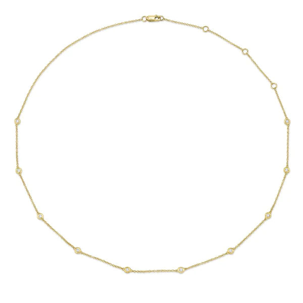 14K Gold 0.28 CT Diamond By The Yard Necklace