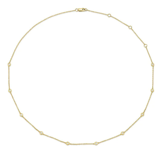 14K Gold 0.28 CT Diamond By The Yard Necklace