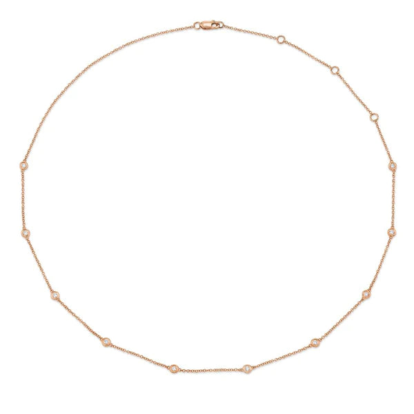 14K Gold 0.28 CT Diamond By The Yard Necklace