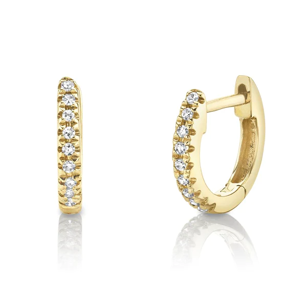 14K Gold 0.04 CT Diamond Mini Huggie Earrings
