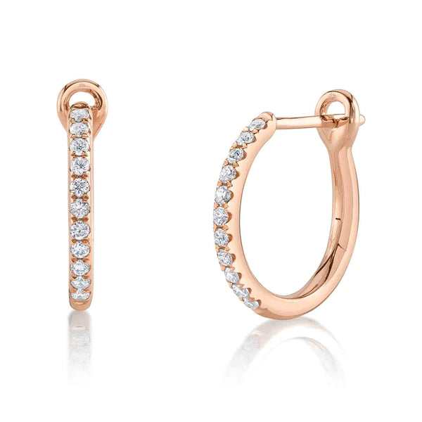 14K Gold Diamond Hoop Earrings