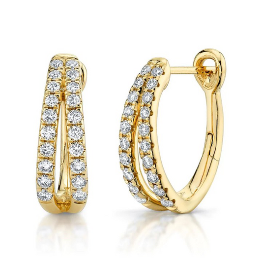 14K Gold 0.40 CT Diamond Split Hoop Earrings