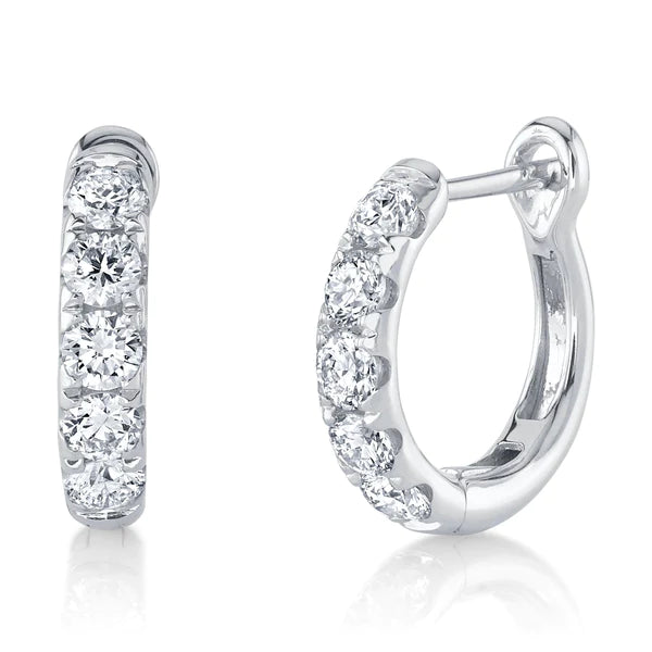 14K Gold Diamond Huggie Earrings