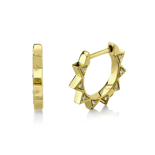 14K Gold Diamond Spike Earrings