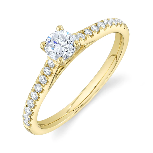 14K Gold Round Cut Diamond Engagement Ring