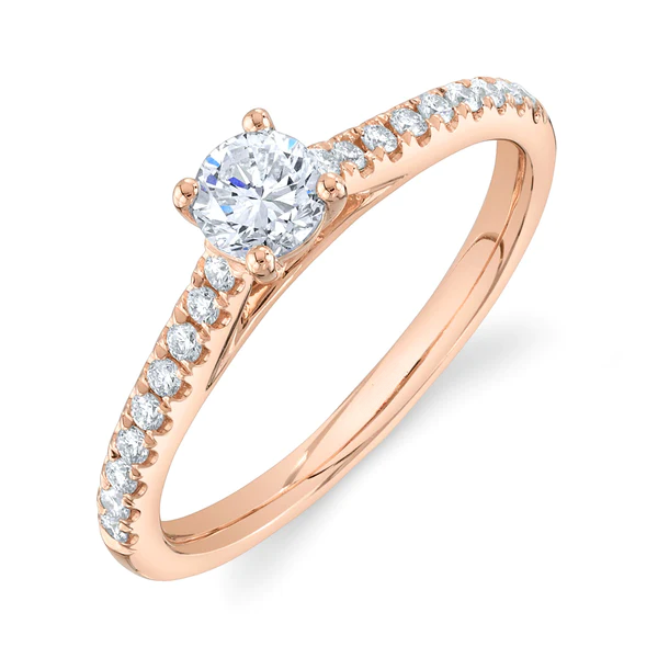 14K Gold Round Cut Diamond Engagement Ring
