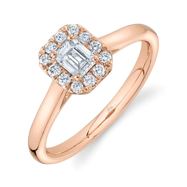 14K Gold Emerald Cut Diamond Ring