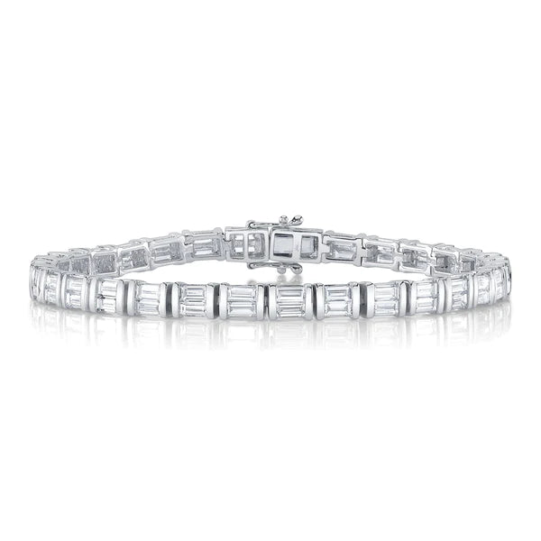 14K Gold Diamond Baguette Tennis Bracelet