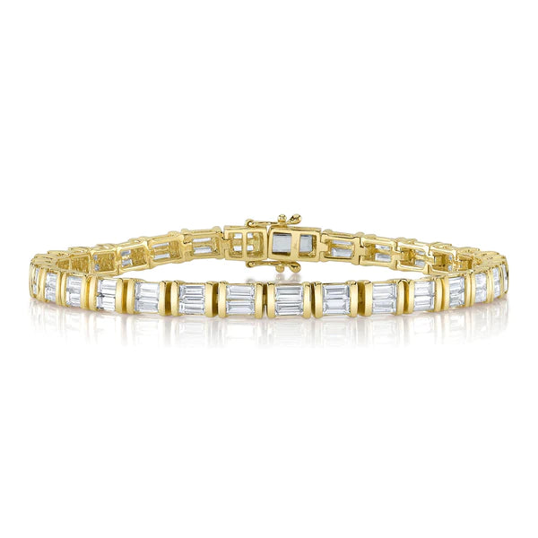 14K Gold Diamond Baguette Tennis Bracelet