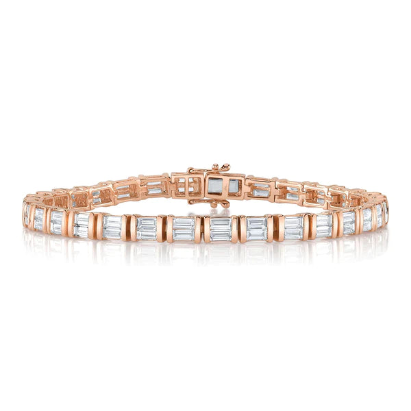 14K Gold Diamond Baguette Tennis Bracelet