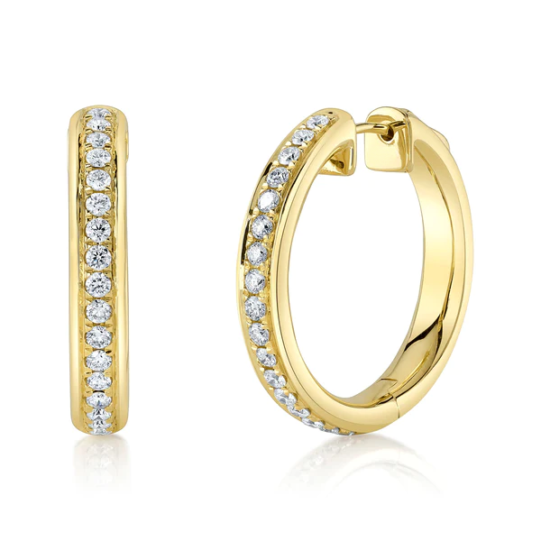 14K Gold Diamond Hoop Earrings