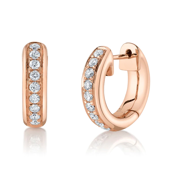 14K Gold Diamond Huggie Earrings