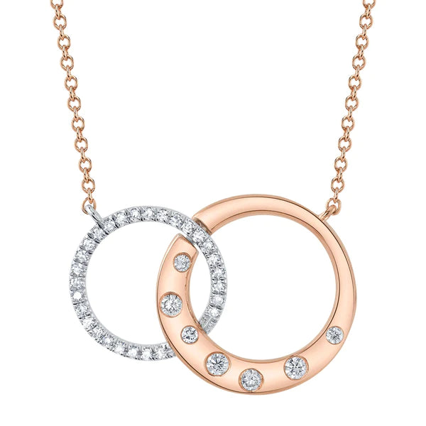 14K Gold Diamond Circle Knot Necklace