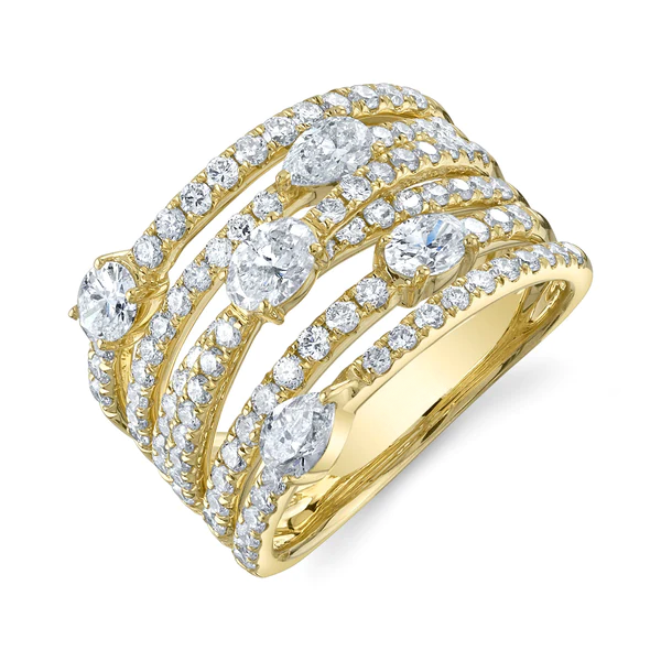 14K Gold Pear Oval Diamond Ring