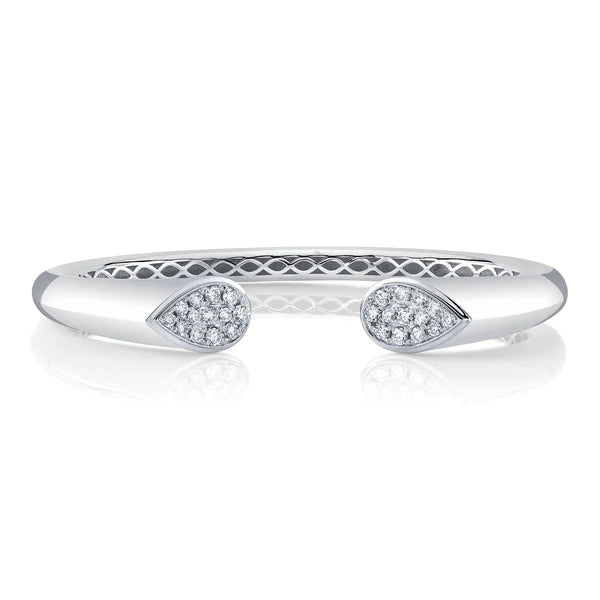 14K Gold Diamond Open Bangle