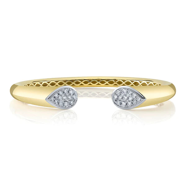 14K Gold Diamond Open Bangle