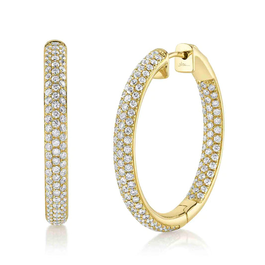 14K Gold Diamond Hoop Earrings