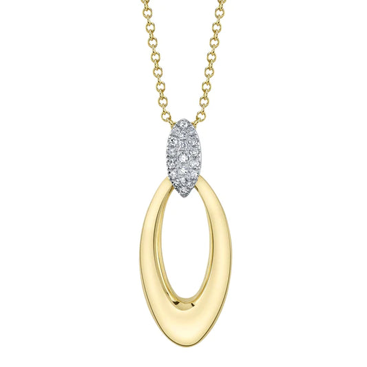 14K Gold Diamond Oval Necklace