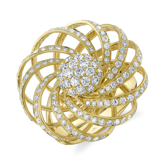 14K Gold Diamond Flower Ring