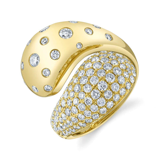 14K Gold Diamond Bypass Wrap Ring