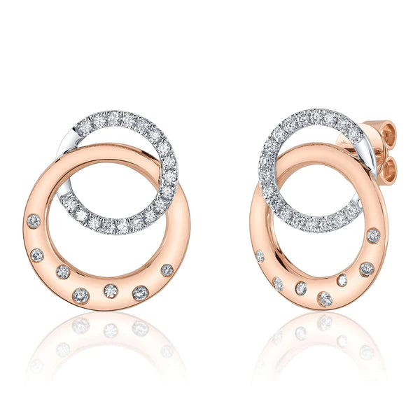 14K Gold Diamond Circle Earrings
