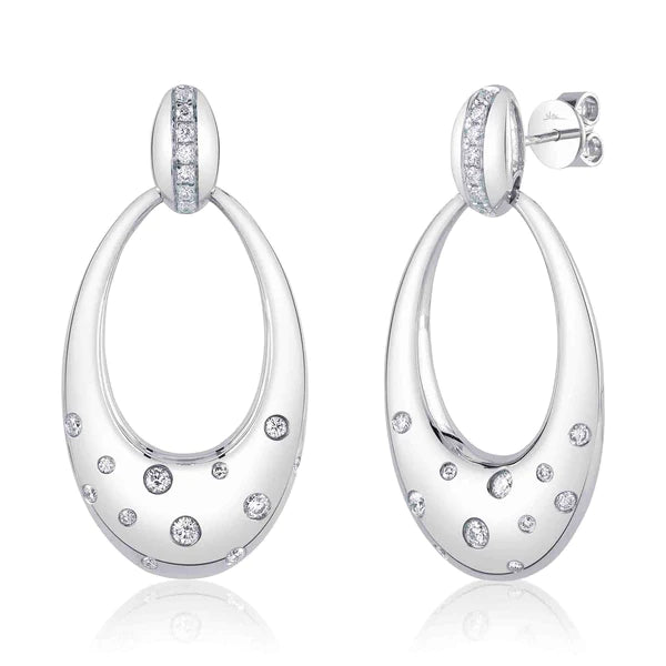 14K Gold Diamond Oval Earrings