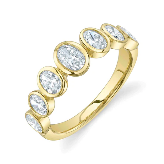 14K Gold Oval Diamond Bezel Ring