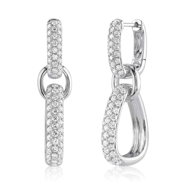14K Gold Diamond Huggie And Drop Earrings