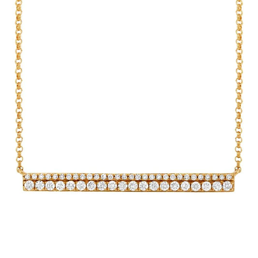 14K Gold 0.34 CT Diamond Double Row Bar Necklace