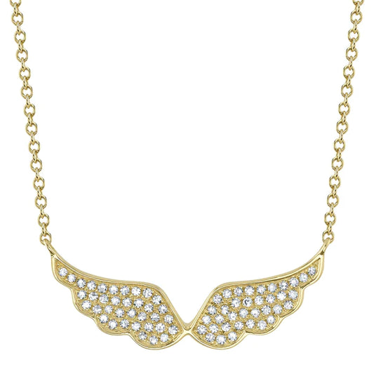 14K Gold Diamond Angel Wings Necklace