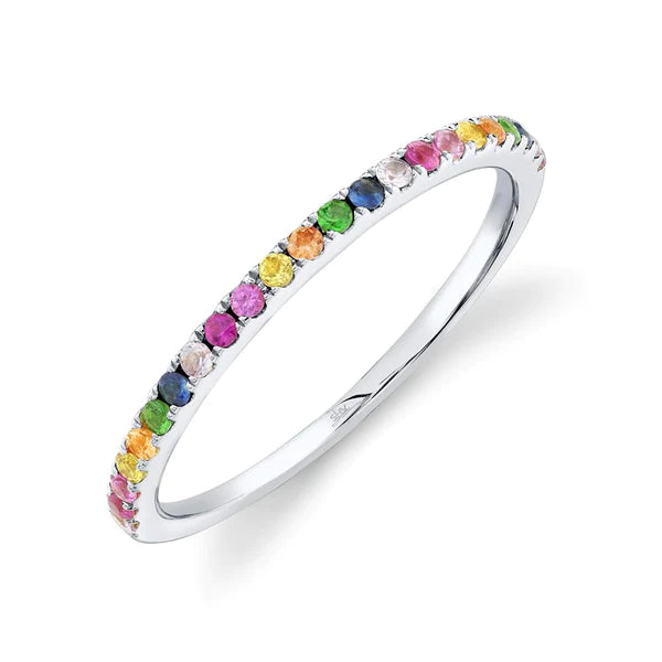 14K Gold Rainbow Gemstone Band Ring