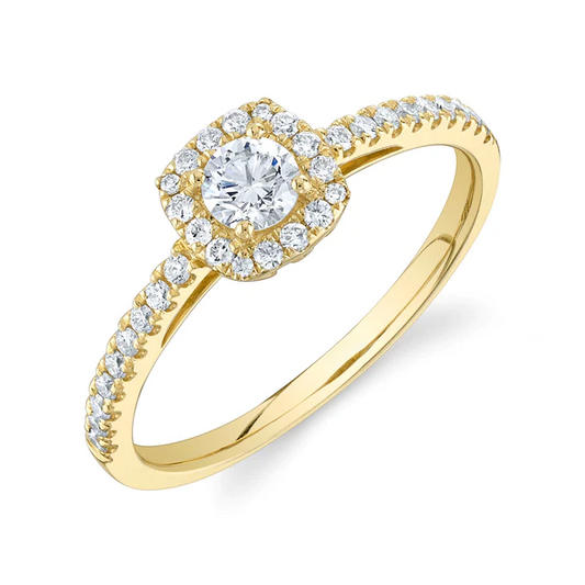 14K Gold Round Diamond Engagement Ring