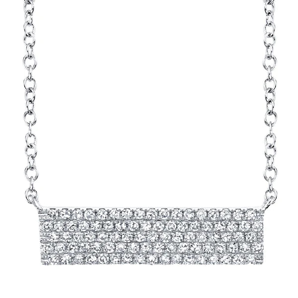 14K Gold 0.25 CT Diamond Pave Bar Necklace