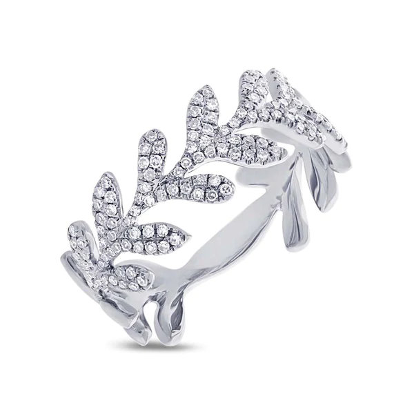 14K Gold 0.30 CT Diamond Leaf Cocktail Ring