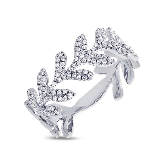 14K Gold 0.30 CT Diamond Leaf Cocktail Ring