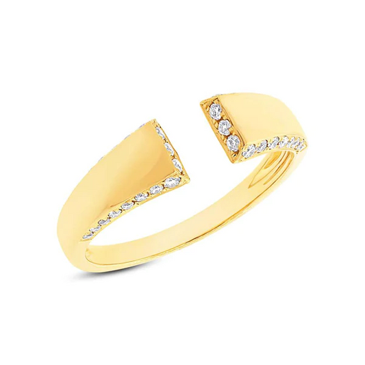 14K Gold 0.24 CT Diamond Open Wrap Statement Ring