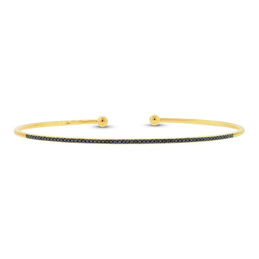 14K Gold 0.17 CT Black Diamond Bangle Bracelet