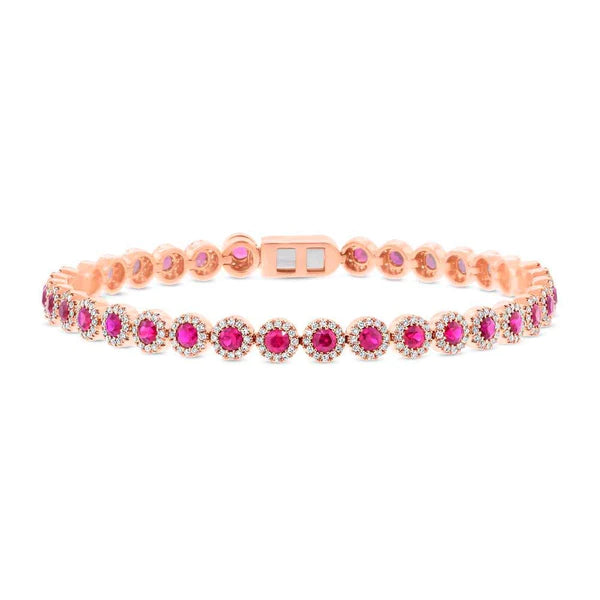 14K Gold Ruby Diamond Bracelet