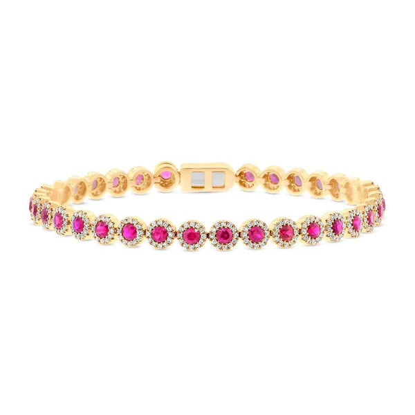 14K Gold Ruby Diamond Bracelet