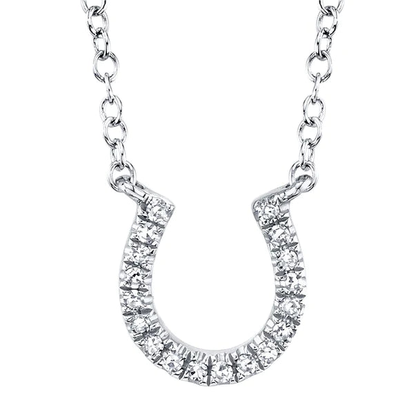 14K Gold Diamond Horseshoe Pendant Necklace